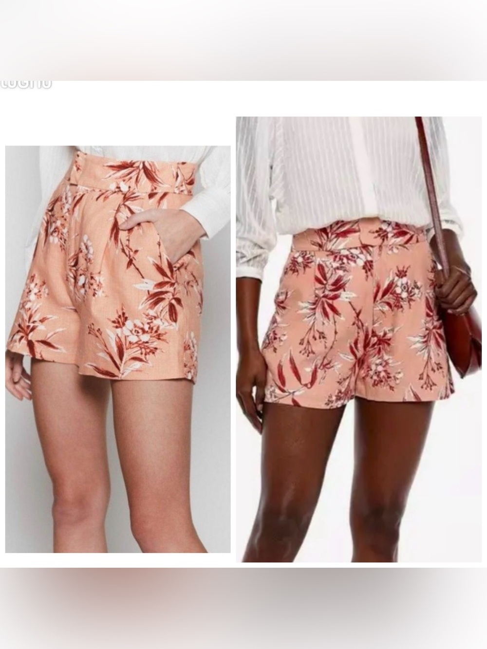 JOIE Farron Shorts Pink Floral 100% Linen High Rise Boho Chic Peach Sz 2 Coastal